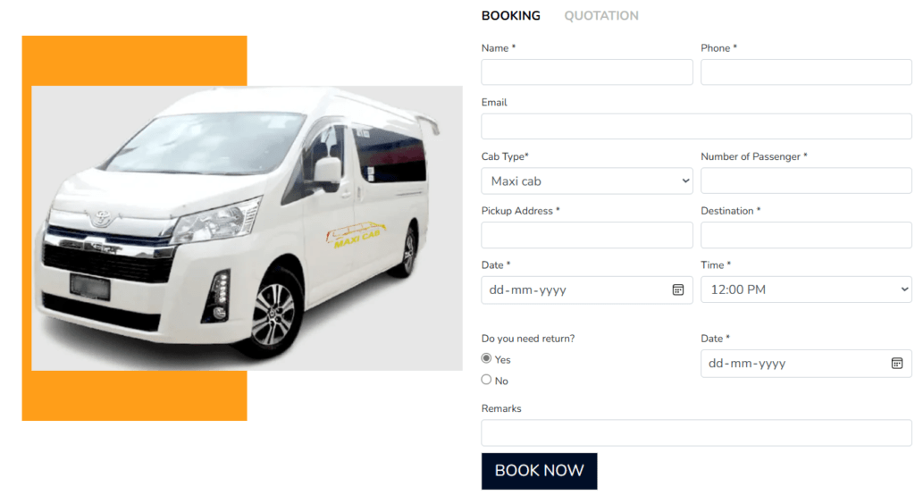 Booking a maxi cab